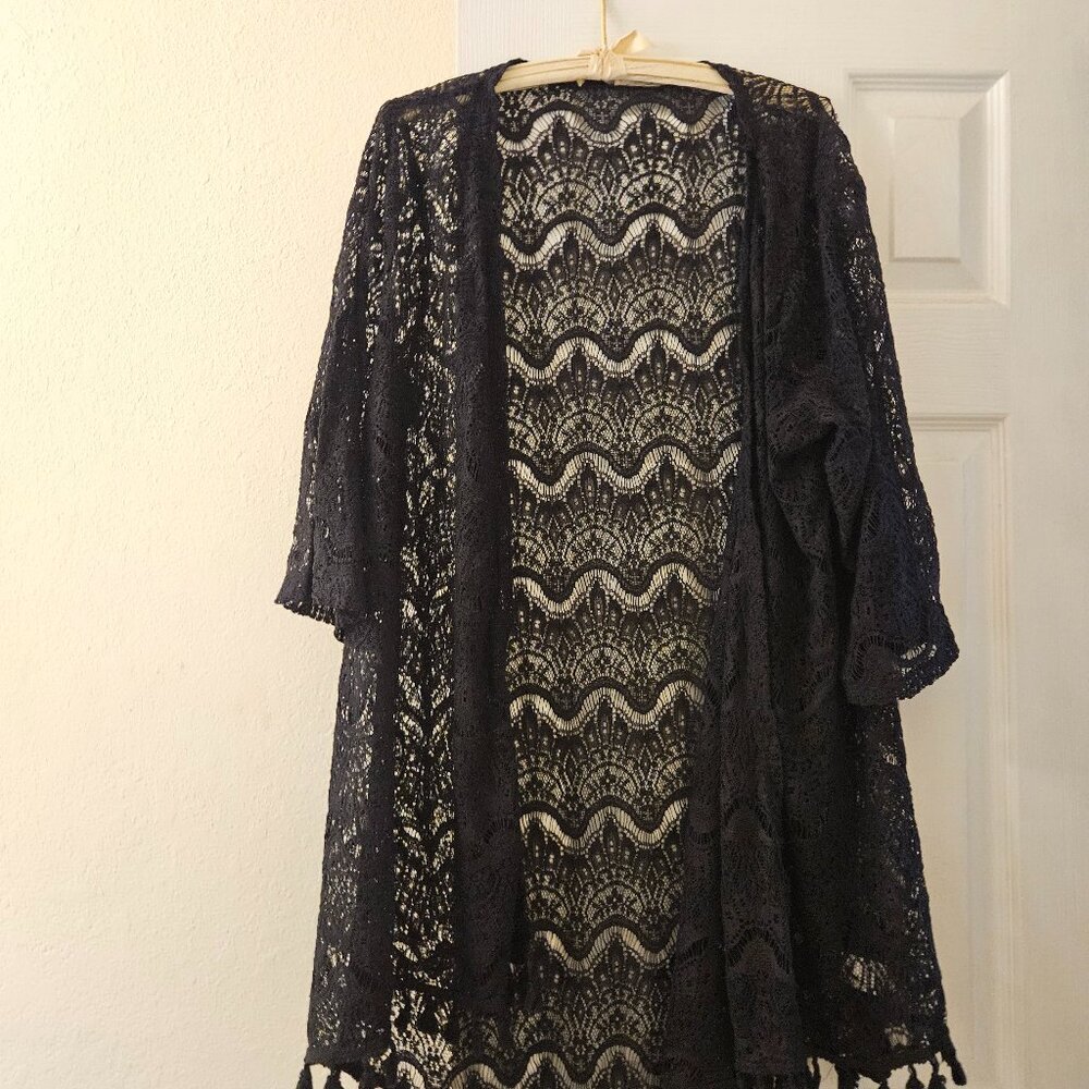 Indgio Rose Black Lace Kimono Wrap